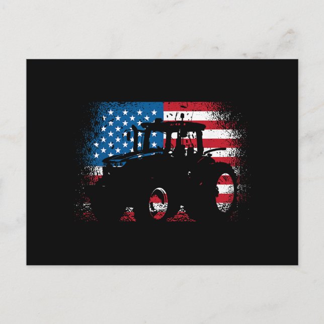 Cartes Pour Fêtes Annuelles Tractor USA Drapeau design pour Patriotic Farmer (Devant)