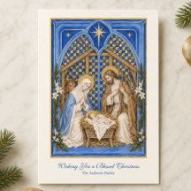 Traditional Catholic Nativity Blue & Gold