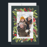 Cartes Pour Fêtes Annuelles Traditional watercolor floral   foliage christmas<br><div class="desc">Traditional watercolor floral and foliage Christmas Holiday card. Beautiful watercolor painted foliage and modern script text. Part of a collection.</div>