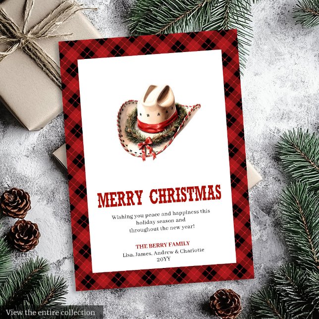 Cartes Pour Fêtes Annuelles Traditional Western Plaid Holiday Greeting Card (Traditional Western Plaid Holiday Greeting Card)