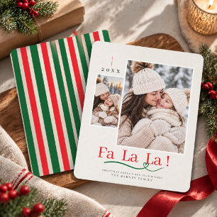 Cartes Pour Fêtes Annuelles Traditionnel Fa La La Noël 2 rayure de photo