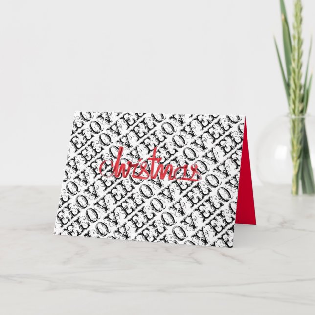 Cartes Pour Fêtes Annuelles Traditionnel Noir Blanc Amour Moderne Rouge Noël (Devant)