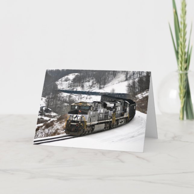 Cartes Pour Fêtes Annuelles Train à charbon d'hiver (Devant)