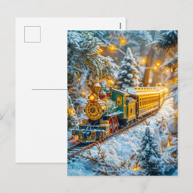 Cartes Pour Fêtes Annuelles Train à vapeur miniature sur piste de montagne enn (Devant / Derrière)