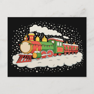 Cartes Pour Fêtes Annuelles Train Chapeau de Père Noël Noël Xmas Saison de Vac
