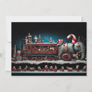 Cartes Pour Fêtes Annuelles Train de bonbons de Noël Whimsical 1