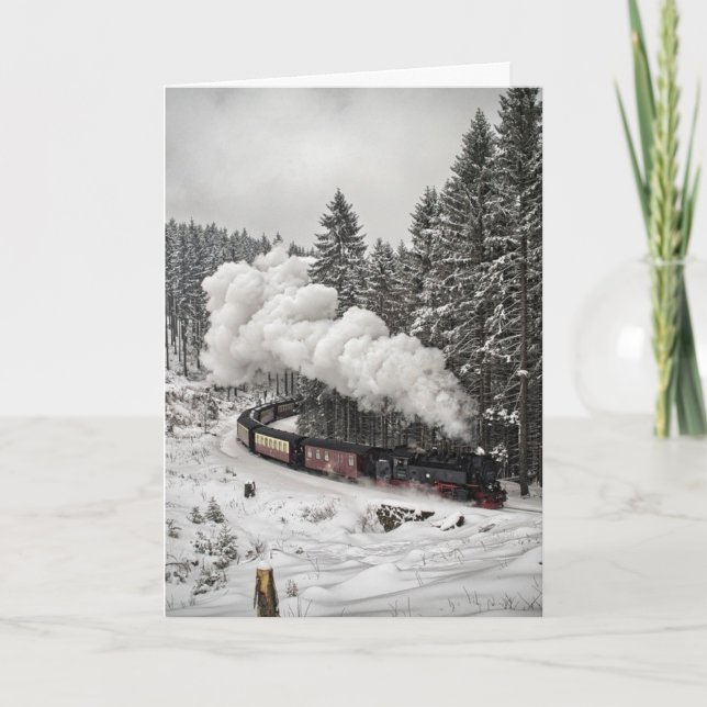 Cartes Pour Fêtes Annuelles Train de Noël (Devant)