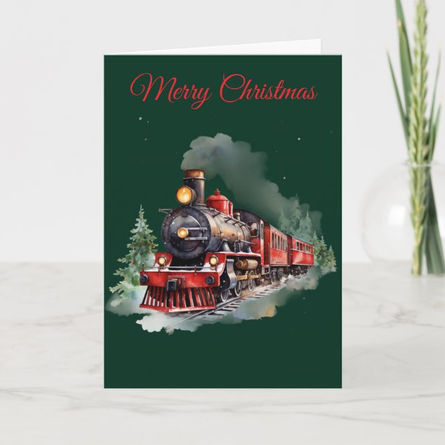 Cartes Pour Fêtes Annuelles Train de Noël (Devant)