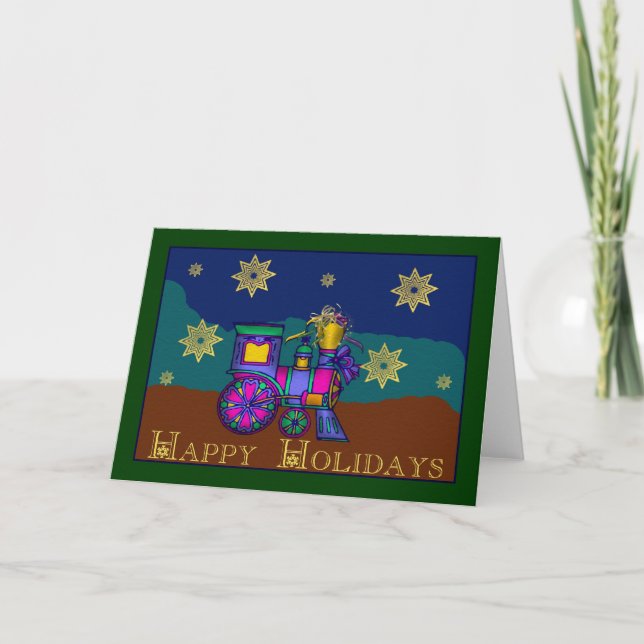 Cartes Pour Fêtes Annuelles Train de Noël (Devant)