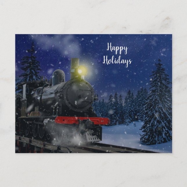Cartes Pour Fêtes Annuelles Train de Noël dans la neige (Devant)