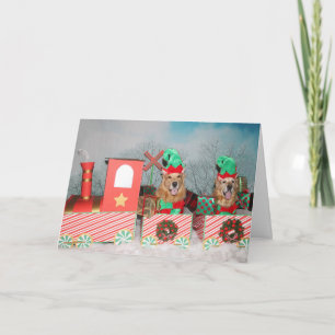 Cartes Pour Fêtes Annuelles Train de Noël de golden retriever