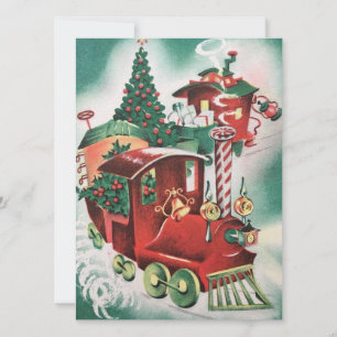 Cartes Pour Fêtes Annuelles Train de Noël Retro vintage