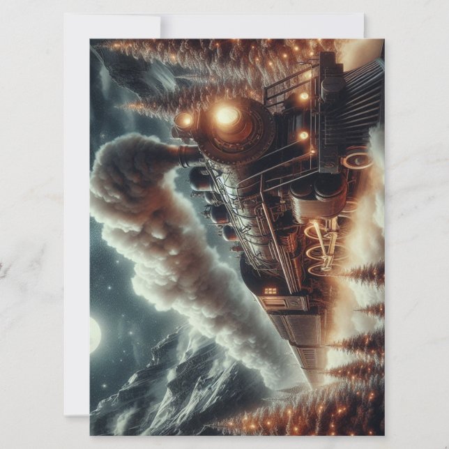 Cartes Pour Fêtes Annuelles Train de nuit de Noël/hiver (Devant)