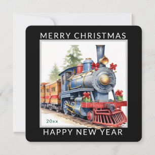Cartes Pour Fêtes Annuelles Train de vacances de Noël modifiable
