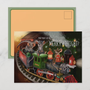 Cartes Pour Fêtes Annuelles Train de vacances Merry Mouse