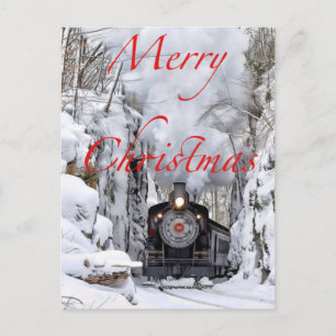 Cartes Pour Fêtes Annuelles Train En Neige Joyeux Noël