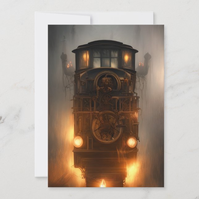 Cartes Pour Fêtes Annuelles Train Fantôme d'Halloween  (Devant)