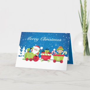 Cartes Pour Fêtes Annuelles train festif de Noël Père Noël