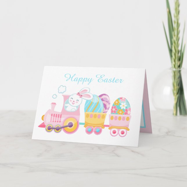 Cartes Pour Fêtes Annuelles Train mignon de Pâques (Devant)