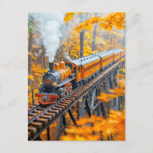 Cartes Pour Fêtes Annuelles Train miniature à vapeur sur un pont à chevalets e