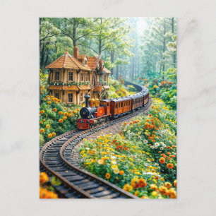 Cartes Pour Fêtes Annuelles Train miniature serpentant à travers les collines 