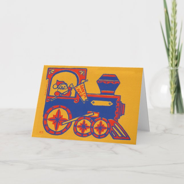 Cartes Pour Fêtes Annuelles Train père Noël (Devant)
