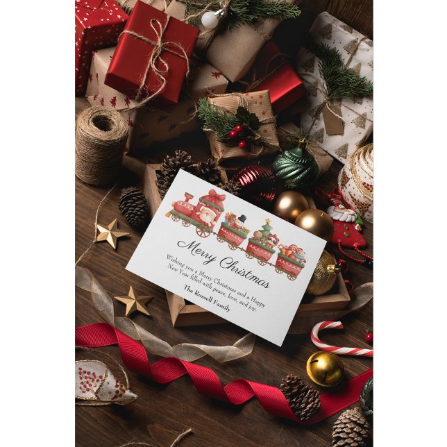 Cartes Pour Fêtes Annuelles Train Ride Avec Père Noël Et Ses Amis (Créateur téléchargé)