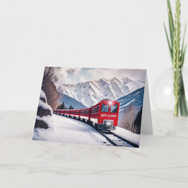 Cartes Pour Fêtes Annuelles Train Rouge De Noël À Mountain Valley (Devant)