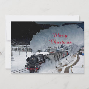 Cartes Pour Fêtes Annuelles Train vapeur Locomotive neige photo Appartement de