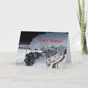 Cartes Pour Fêtes Annuelles Train vapeur Locomotive neige photo Noël
