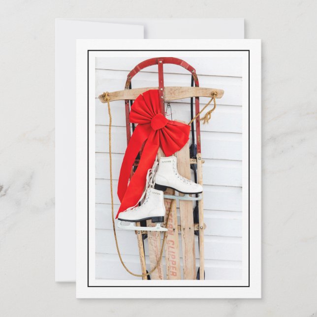 Cartes Pour Fêtes Annuelles Traîneau à l'ancienne avec patins à glace (Devant)