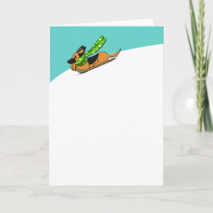 Cartes Pour Fêtes Annuelles Traîneau de neige de berger allemand moderne