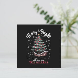 Cartes Pour Fêtes Annuelles Traîneau de Noël personnalisé Arbre Joyeux & Lumin