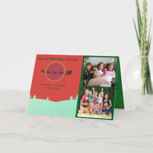 Cartes Pour Fêtes Annuelles Traîneau du Père Noël sur la Lune Rouge Bénédictio