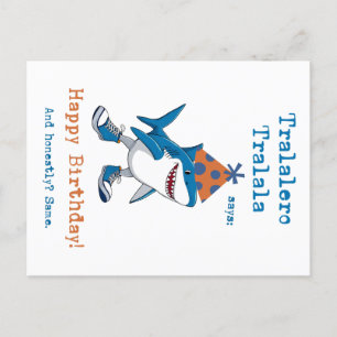 Cartes Pour Fêtes Annuelles Tralalero Tralala Cartoon Shark Funny Anniversaire