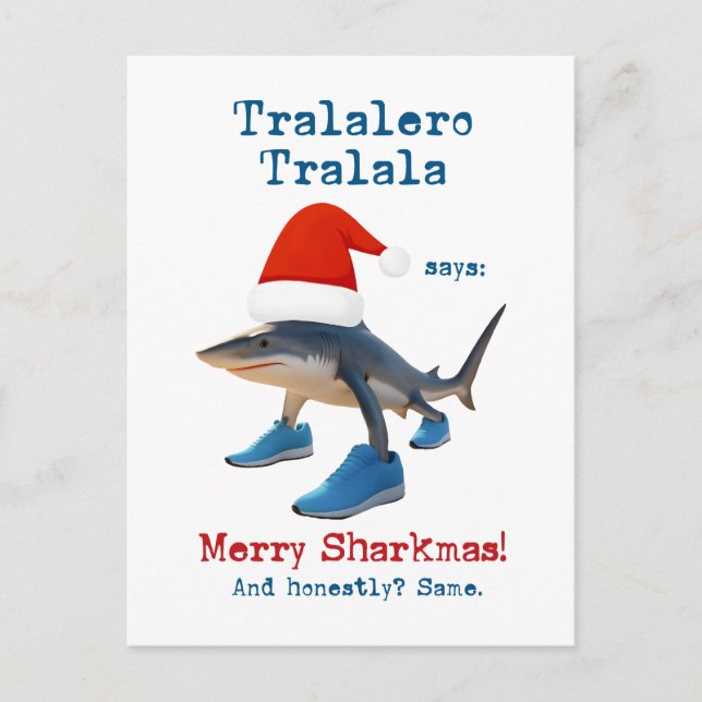 Cartes Pour Fêtes Annuelles Tralalero Tralala Shark in Santa Hat (Devant)