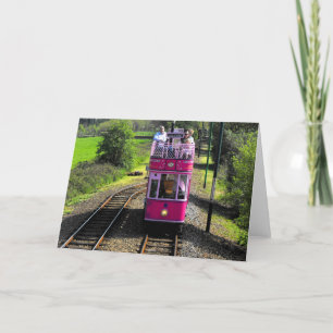 Cartes Pour Fêtes Annuelles Tramway rose au passage