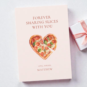 Cartes Pour Fêtes Annuelles Tranche de pizza à l'aquarelle drôle Saint-Valenti