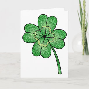 Cartes Pour Fêtes Annuelles Trèfle à quatre feuilles pailleté