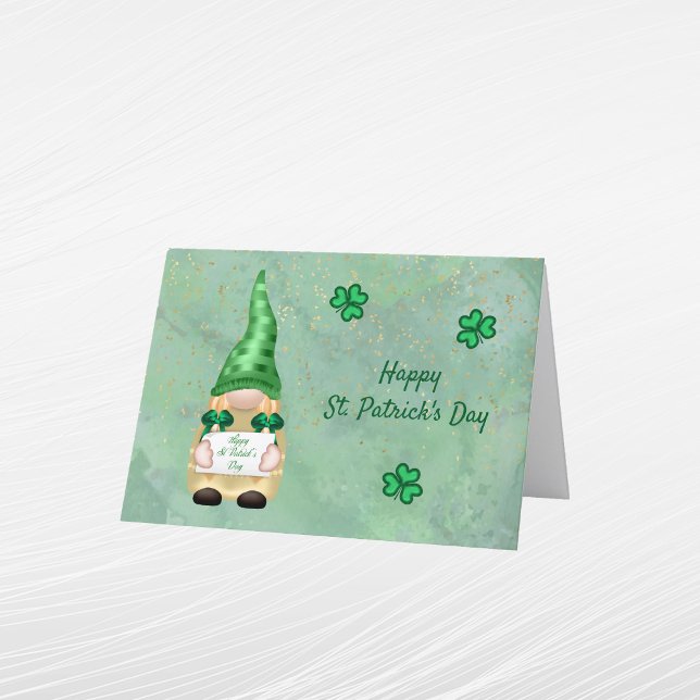 Cartes Pour Fêtes Annuelles Trèfle d'or vert Gnome Saint-Patrick (Créateur téléchargé)