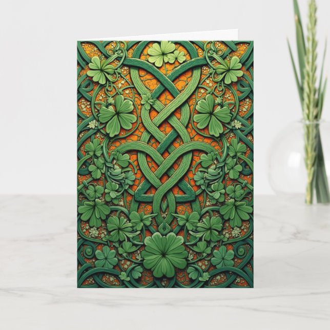 Cartes Pour Fêtes Annuelles Trèfles et nœuds celtiques St. Patrick's Day (Devant)