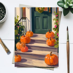 Cartes Pour Fêtes Annuelles Tremplin de citrouille d'automne Peinture d'auto