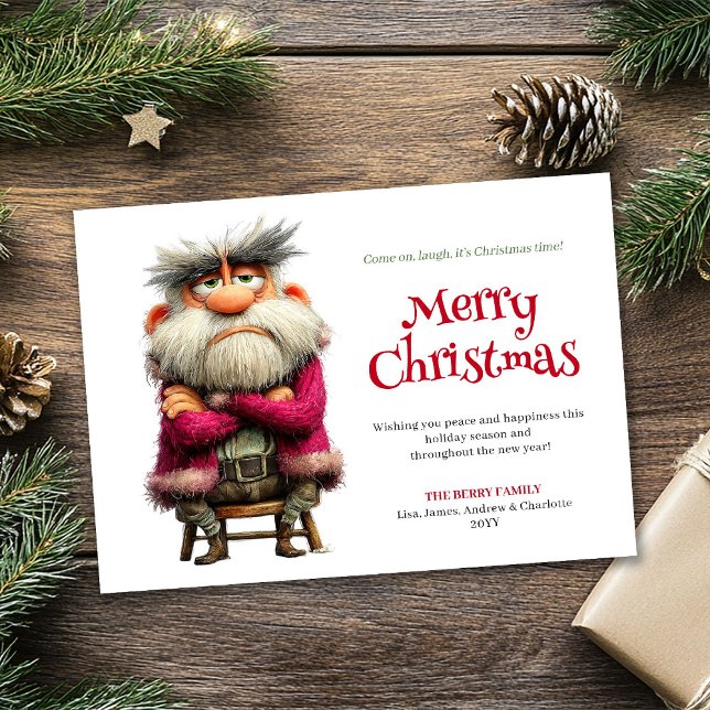 Cartes Pour Fêtes Annuelles Trending funny grumpy Santa editable greeting card (Grumpy Santa editable funny digital Christmas card fun)