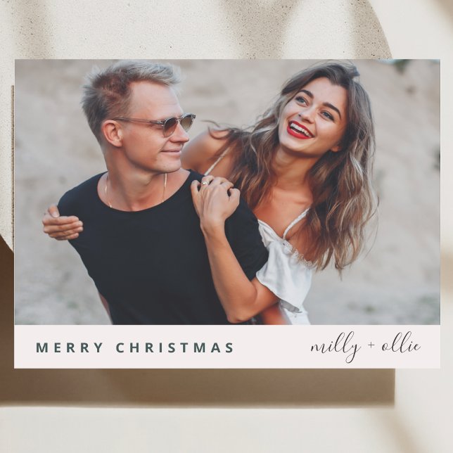 Cartes Pour Fêtes Annuelles Trendy Christmas | Modern Stylish Couple Photo (A simple, elegant Christmas photo card with modern typography and timeless minimalist charm.)
