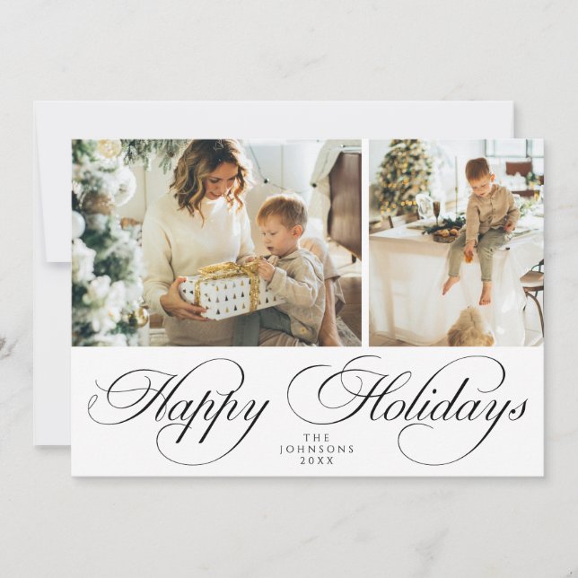 Cartes Pour Fêtes Annuelles Trendy Elegant Family Photo Collage Christmas (Devant)