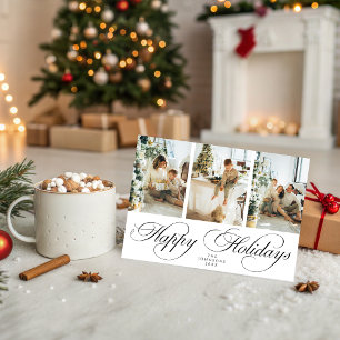Cartes Pour Fêtes Annuelles Trendy Elegant Script 3 Photo Collage Noël