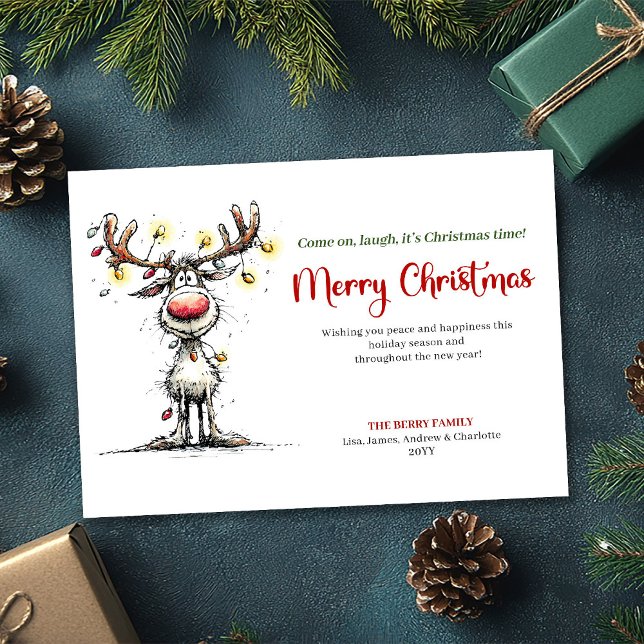 Cartes Pour Fêtes Annuelles Trendy Funny Reindeer Holiday Greeting Design (Trendy Funny Reindeer Holiday Greeting Design)