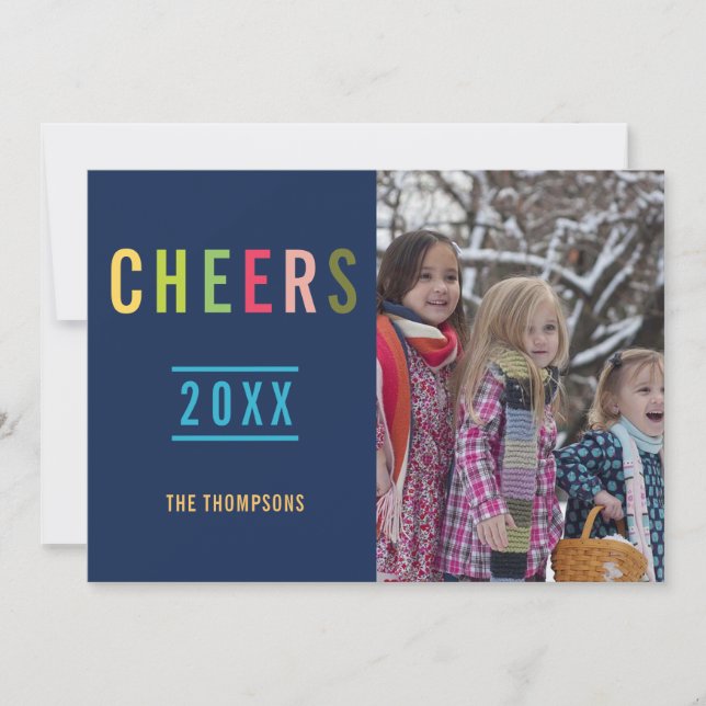 Cartes Pour Fêtes Annuelles Trendy Joyeux Noël Famille photo de vœux (Devant)