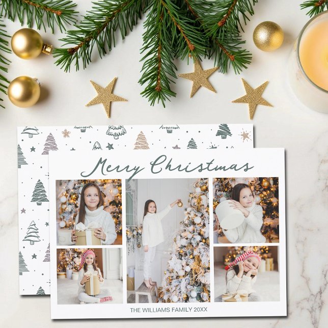 Cartes Pour Fêtes Annuelles Trendy Merry Christmas Family Photo Collage 2025 (Créateur téléchargé)
