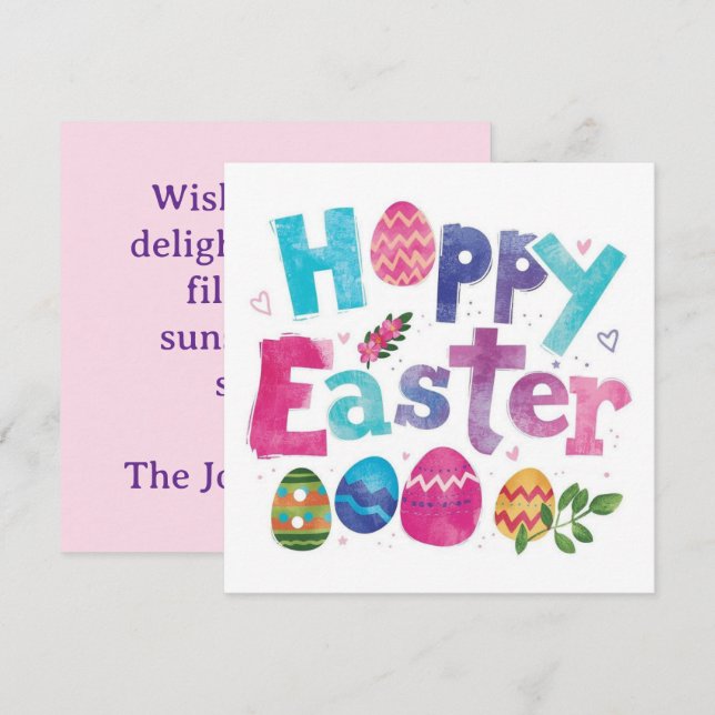 Cartes Pour Fêtes Annuelles Trendy Purple and Pink Easter Eggs personalized (Devant / Derrière)